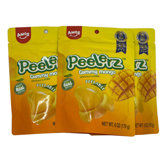 Amos Gummy Peelerz Mango 6oz (170g) USA Peelable Candy Snack Large American Sweet Bags