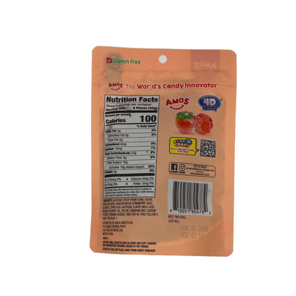 Amos 4D Fruit Gummy Strawberry Burst 6oz (170g) USA Gluten Free Candy Snack Large American Sweet Bags