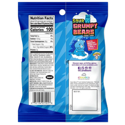 CLEARANCE: Warheads Care Bears - Sour Grumpy Bears 4.5oz (127g), USA Candy
