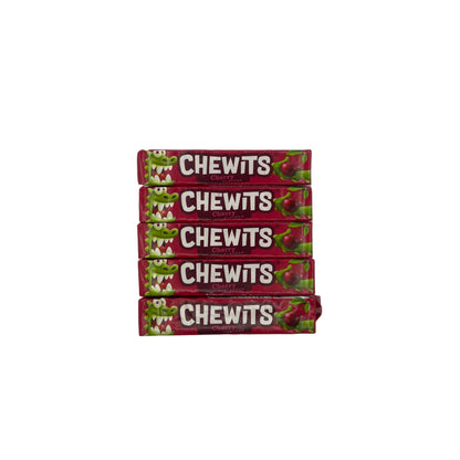 CLEARANCE: Chewits Chews Cherry Flavour Stick Pack 30g Vegetarian Halal Gelatine Free Candy Sweet Snacks