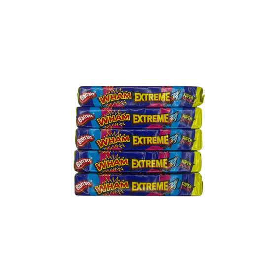 Barratt Wham Xtreme Stick Pack 36g Sour Candy Chew Sweets Halal, Vegetarian