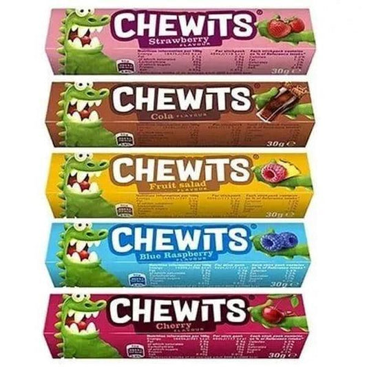 Chewits Chews 40 Stick Packs Mix Flavoured Vegetarian Halal Gelatine Free Candy Snacks