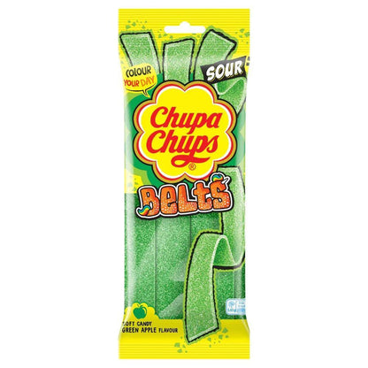 Chupa Chups Sour Apple Belts 18 x 90g Sweets Vegetarian Halal Dairy Free Candy Snacks