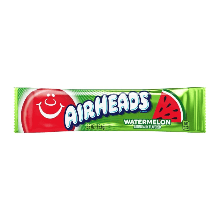 Airheads Chew Bar Watermelon 0.55oz (15.6g), Full-Size Taffy Individually Wrapped USA Candy Chew Bars - Frosty Sweet Factory