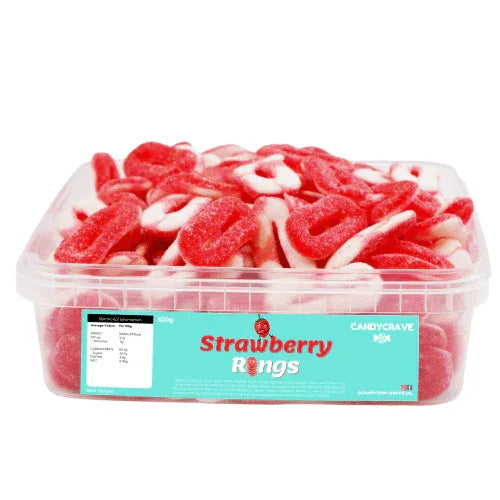 Candycrave Tub Strawberry Rings Pick N Mix Ring Candy Tub 600g