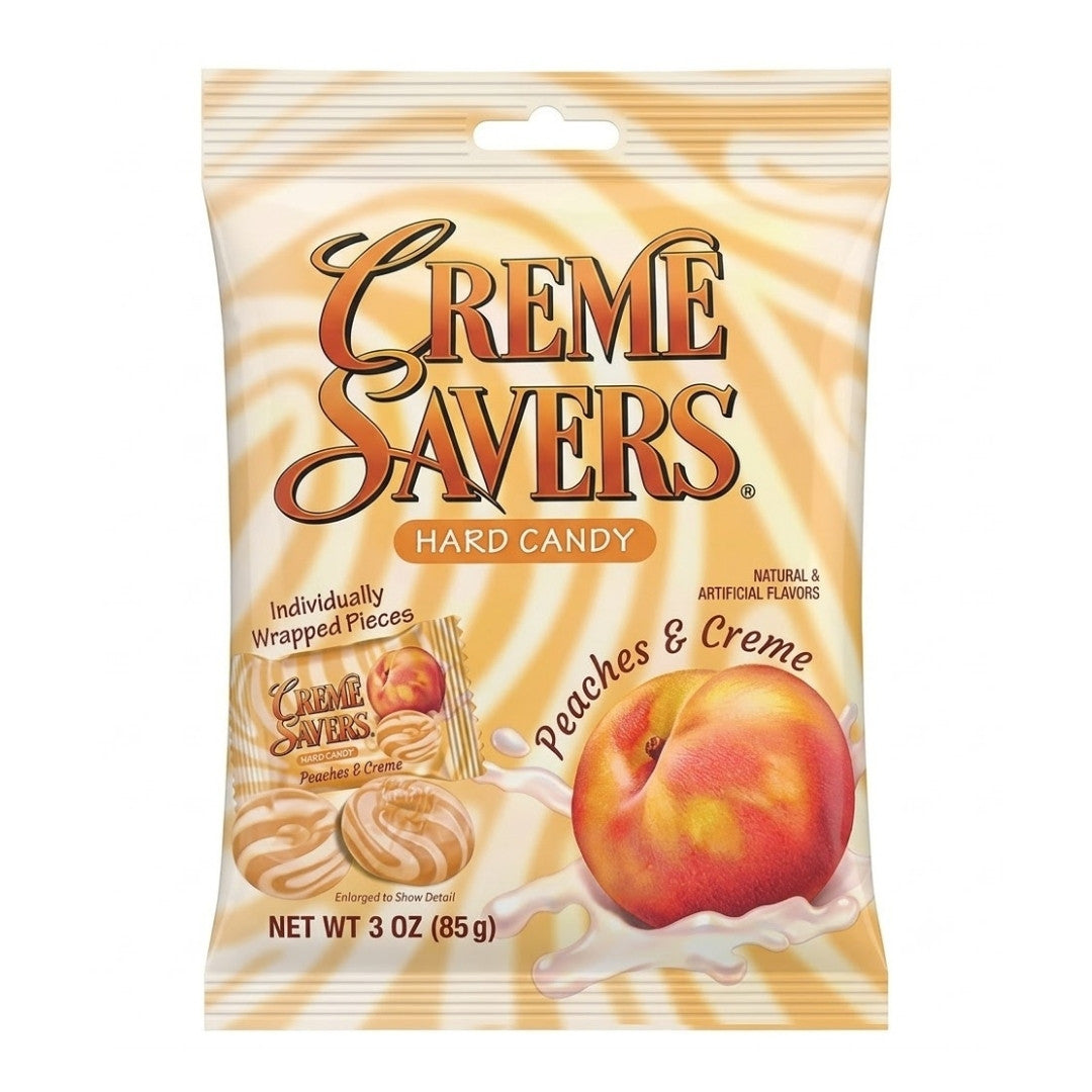 Creme Savers Hard Candy Peaches & Creme 3oz (85g) Peaches and Cream USA Sweet Candy Bags