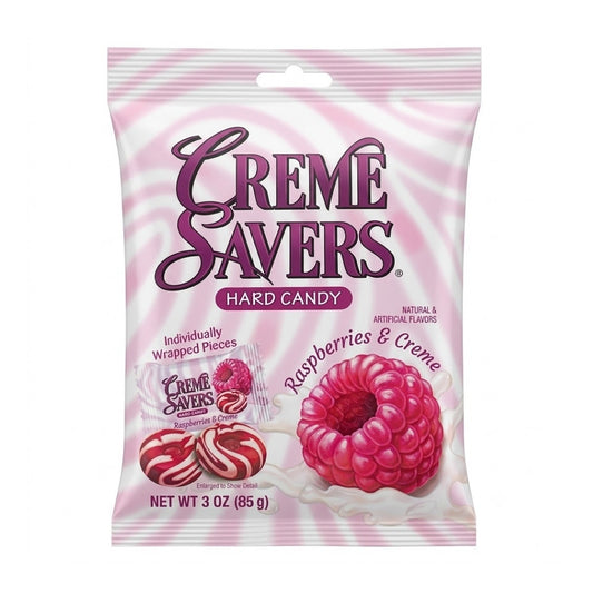 Crème Savers Hard Candy Raspberry & Creme 3oz (85g) Raspberry and Cream USA Sweet Candy Bags