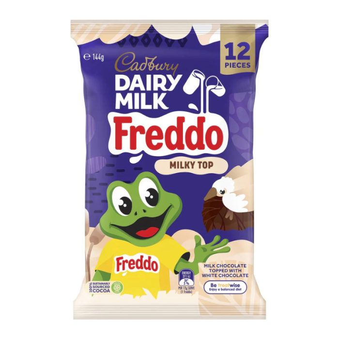 Cadbury Dairy Milk Freddo Milky Top 12-Pack Share Pack (144g), Australian Milk White Chocolate - Frosty Sweet Factory