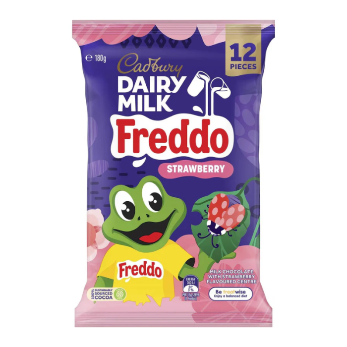 Cadbury Dairy Milk Freddo Strawberry 12-Pack Share Pack (180g), Australian Milk Chocolate - Frosty Sweet Factory