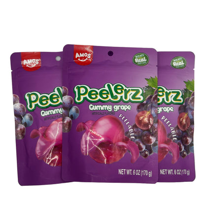 Amos Gummy Peelerz Grape 6oz (170g) USA Peelable Candy Snack Large American Sweet Bags