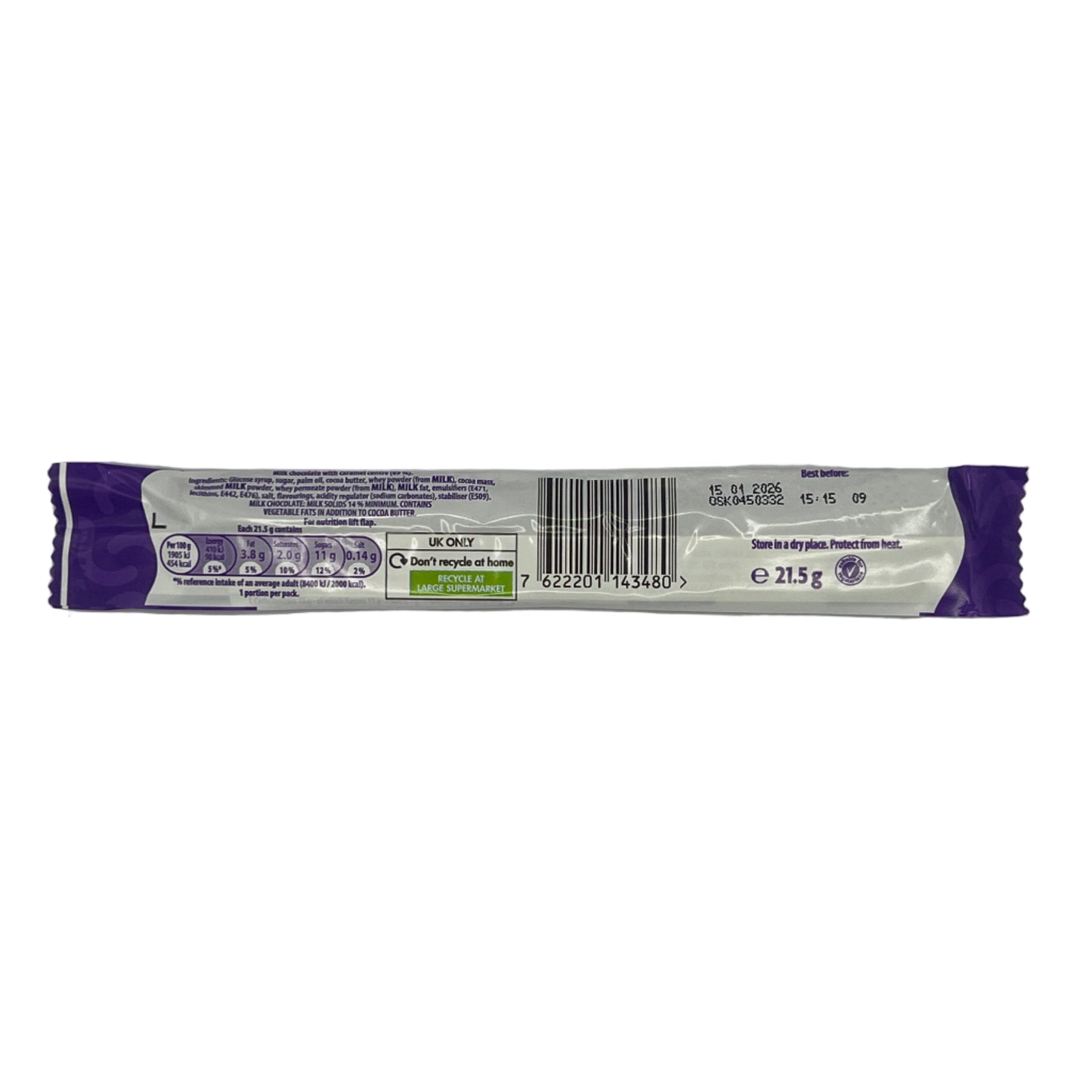 Cadbury Curly Wurly Chocolate Bar 21.5g Halal Milk Chocolate, Caramel, Vegetarian