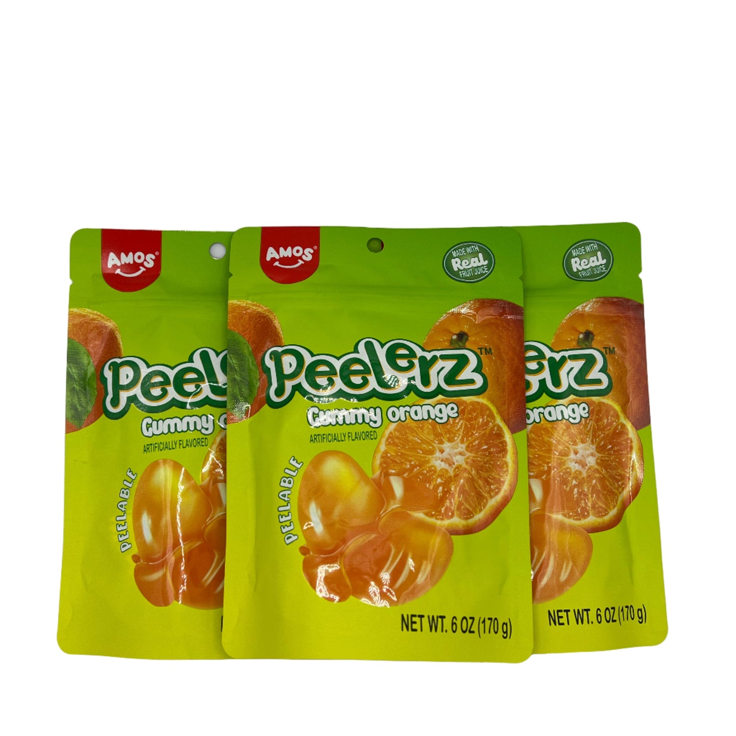 Amos Gummy Peelerz Orange 6oz (170g) USA Peelable Candy Snack Large American Sweet Bags