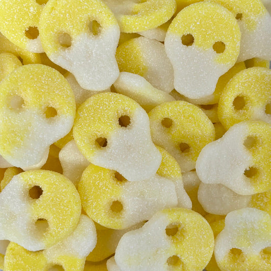 CandyCrave Fizzy White & Yellow Banana Jelly Skulls Halal Vegan Vegetarian Candy Pick N Mix Sweets