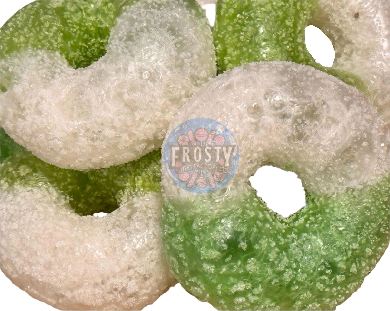 Freeze Dried Candy Sour Green Apple Rings USA Sweets - Frosty Sweet Factory