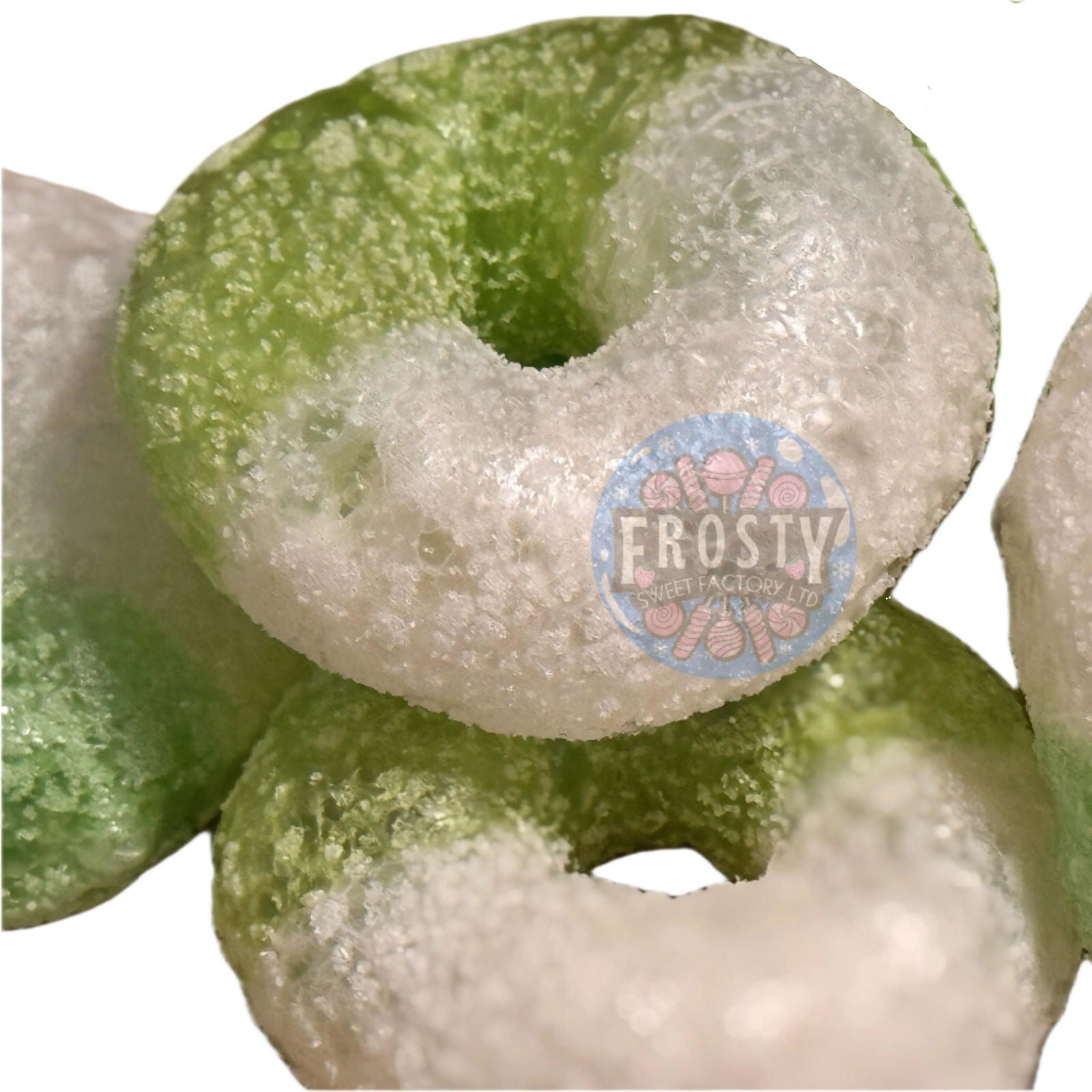 Freeze Dried Candy Sour Green Apple Rings USA Sweets - Frosty Sweet Factory