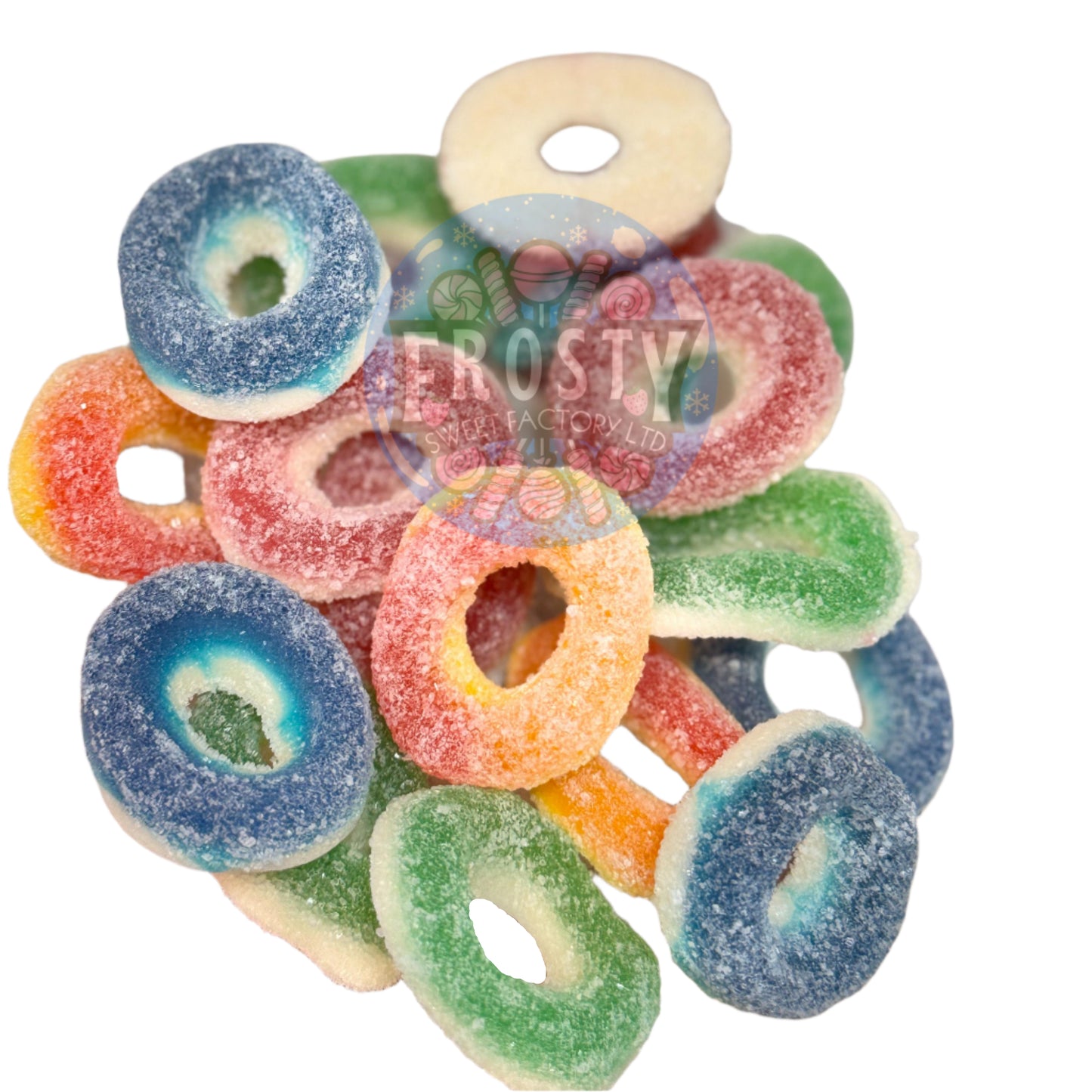 Frostys Rings & Slices Pick N Mix Apple, Blue Raspberry, Fizzy, Peach Watermelon Halal Candy Salad Snack Sweets