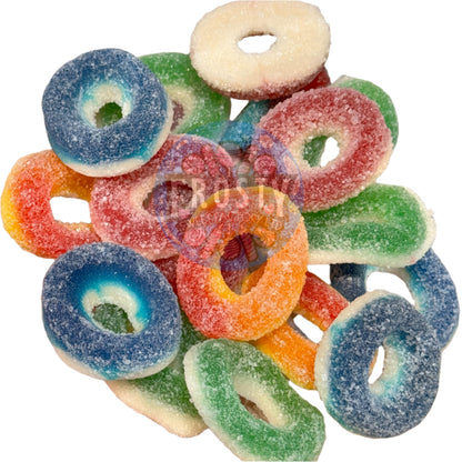 Frostys Rings & Slices Pick N Mix Apple, Blue Raspberry, Fizzy, Peach Watermelon Halal Candy Salad Snack Sweets