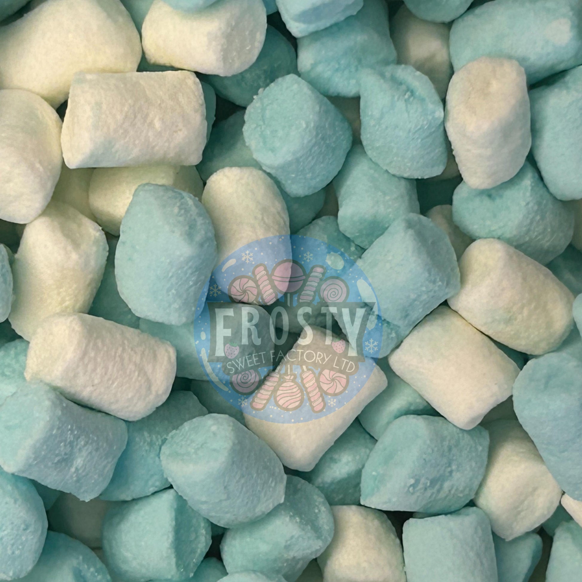 Freeze Dried Marshmallows Tiny Micro Mini Blue & White Mallows Hot Chocolate Cereal Marshmallow Topping Toppers Candy Sweets - Frosty Sweet Factory