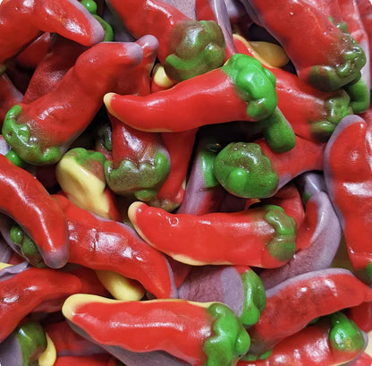 Frostys Gummi Fire Chili Hot Gummy Peppers Pick N Mix, USA Pick N Mix Candy Salad Sweets Various Weights - Frosty Sweet Factory