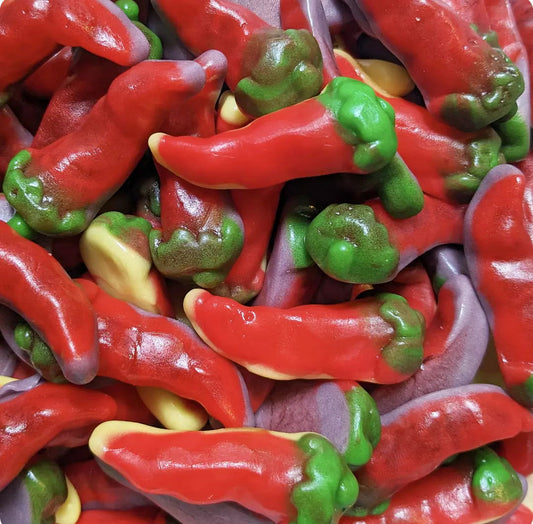 Frostys Gummi Fire Chili Hot Gummy Peppers Pick N Mix, USA Pick N Mix Candy Salad Sweets Various Weights - Frosty Sweet Factory