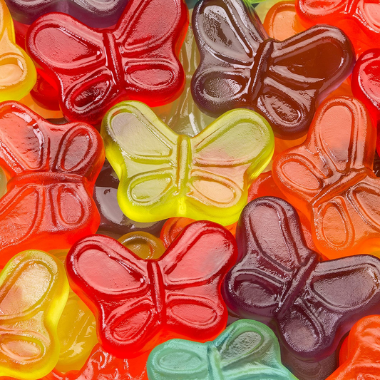 Frostys Gummi Mini Butterflies Pick N Mix Gummy Butterfly, USA Pick N Mix Candy Salad Sweets Various Weights, Bulk Buy - Frosty Sweet Factory