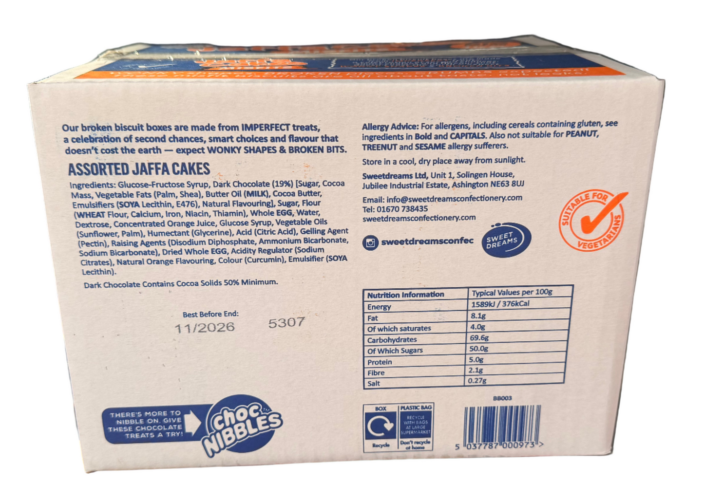 Jaffa Cakes Misfit Mis-Shapes Chocolate Box 1KG Biscuits Cookie's Snacks