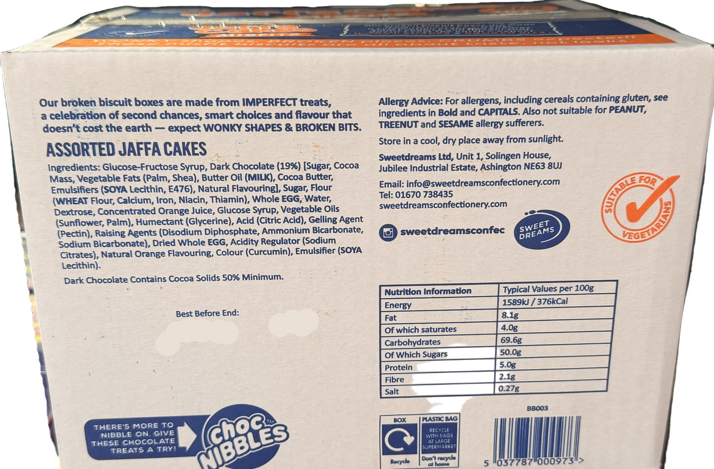 Sweet Dreams Jaffa Cakes Misfits Big Value 1KG Biscuits Box