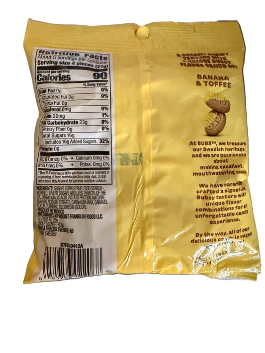 BUBS Sweet Banana Toffee Ovals 5.5oz (156g)