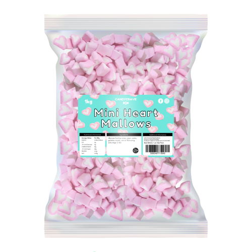 Pink & White Micro Heart Marshmallows Candy Sweets