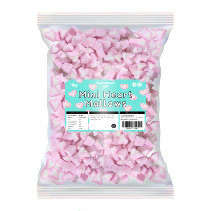 Pink & White Micro Heart Marshmallows Candy Sweets