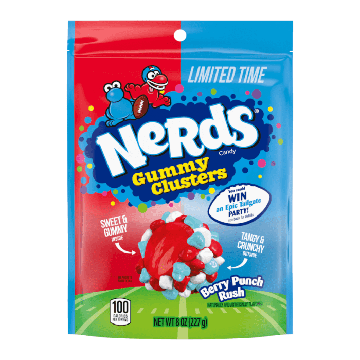 Nerds Gummy Clusters Berry Punch Rush Limited Time Football Season 8oz (227g), USA Candy - Frosty Sweet Factory