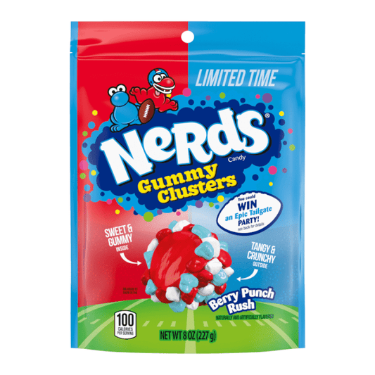 Nerds Gummy Clusters Berry Punch Rush Limited Time Football Season 8oz (227g), USA Candy - Frosty Sweet Factory