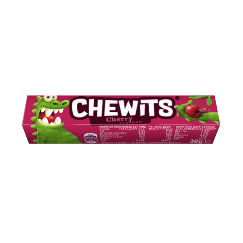 Chewits Cherry Flavour Stick Pack 30g, Vegetarian, Gelatine Free - Frosty Sweet Factory