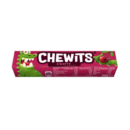Chewits Cherry Flavour Stick Pack 30g, Vegetarian, Gelatine Free - Frosty Sweet Factory