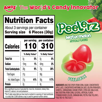 Amos Gummy Peelerz Watermelon 6oz (170g) USA Candy Sweets