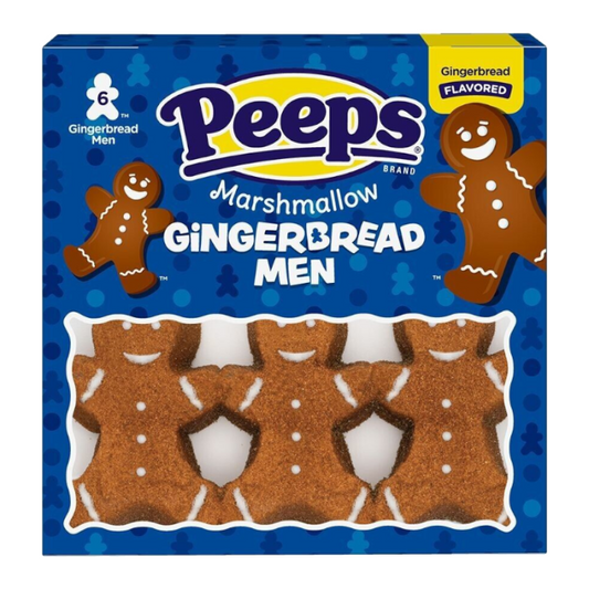 Peeps Gingerbread Men Marshmallow - 6 Pack 3oz (85g) Christmas Mallows, USA Marshmallows Mallows, Gingerbread, Gluten Free, Fat Free - Frosty Sweet Factory