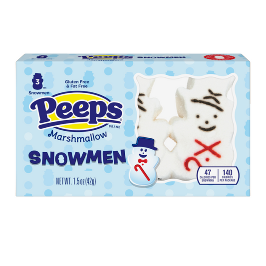 Peeps Snowmen Marshmallow - 3 Pack 1.5oz (32g) Christmas Mallows, USA Marshmallows Mallows, Vanilla, Gluten Free, Fat Free - Frosty Sweet Factory