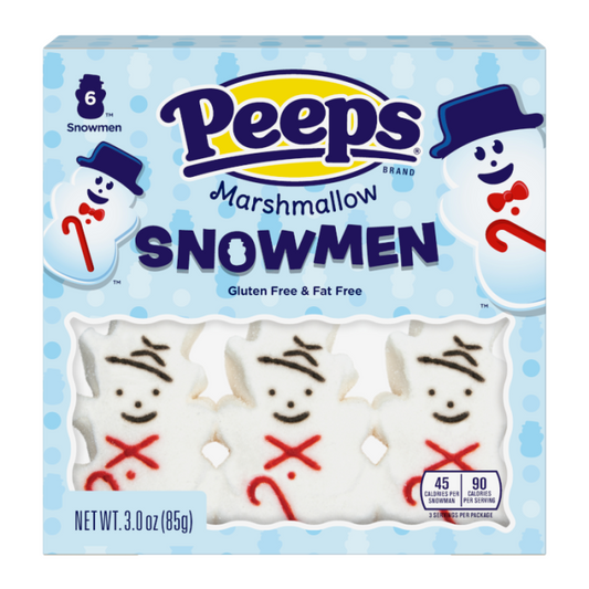 Peeps Snowmen Marshmallow - 6 Pack 3oz (85g) Christmas Mallows, USA Marshmallows Mallows, Vanilla, Gluten Free, Fat Free - Frosty Sweet Factory