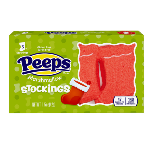 Peeps Stocking Marshmallow - 3 Pack 1.5oz (32g) Christmas Mallows, USA Marshmallows Mallows, Vanilla, Gluten Free, Fat Free - Frosty Sweet Factory