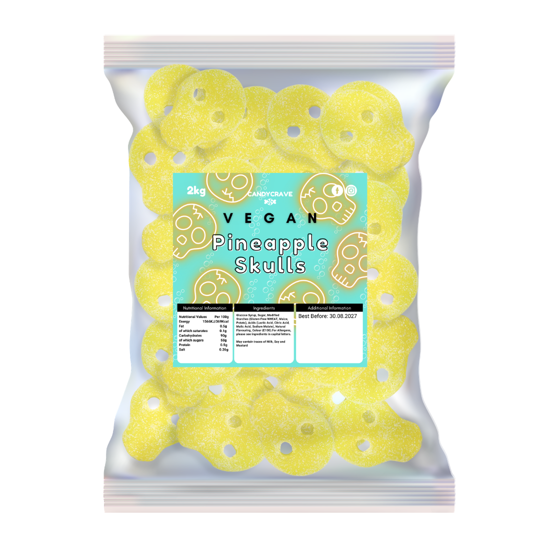CandyCrave Fizzy Pineapple Skulls Pick N Mix Sweets Halal Vegan Vegetarian Candy