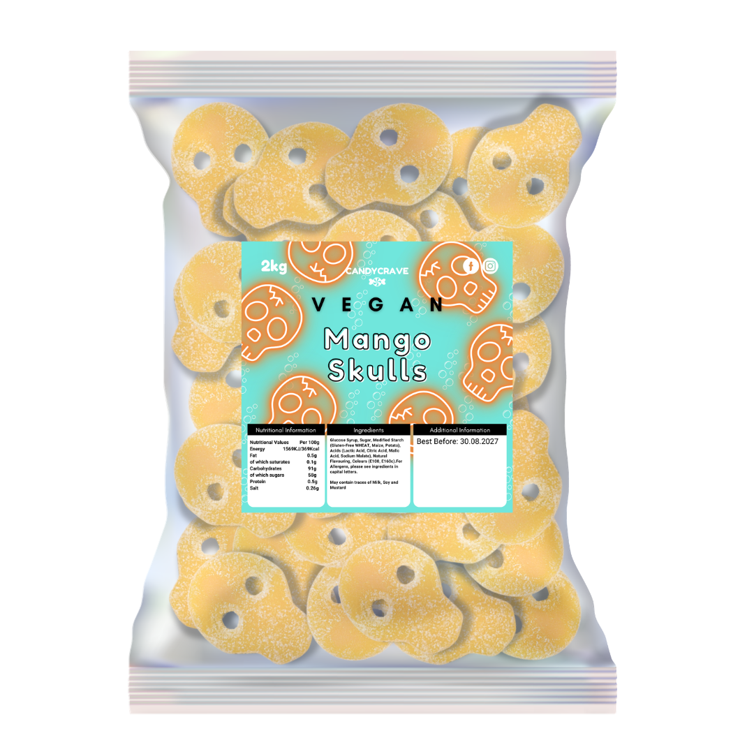CandyCrave Fizzy Mango Skulls Pick N Mix Sweets Halal Vegan Vegetarian Candy