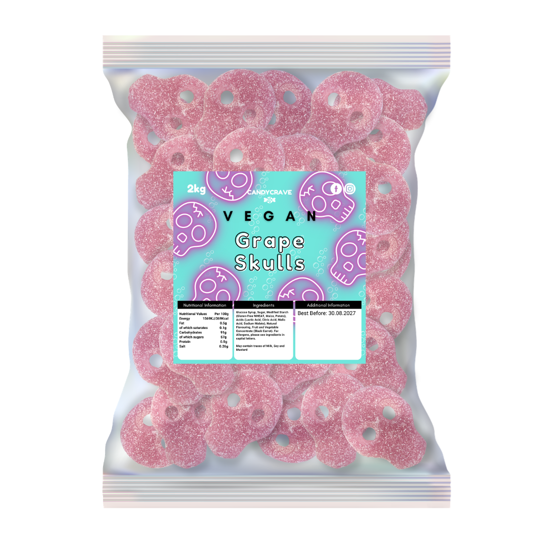 CandyCrave Fizzy Grape Skulls Pick N Mix Sweets Halal Vegan Vegetarian Candy