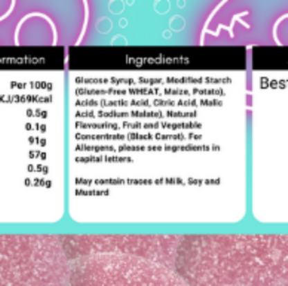 CandyCrave Fizzy Grape Skulls Pick N Mix Sweets Halal Vegan Vegetarian Candy