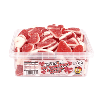 Sweetzone Fizzy Strawberry and Cream Hearts 700g Pick N Mix Tubs Halal Candy Snack Sweets