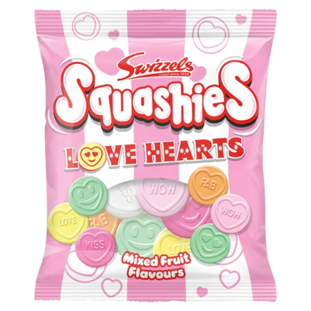 Swizzels Squashies Love Hearts Mixed Fruit Flavour 120g Limited Edition Candy Sweet Snack Bags - Frosty Sweet Factory