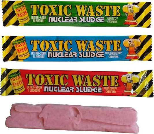 Toxic Waste Nuclear Sludge Chew Bar Variety Flavour Mix, Chew Bars, Variety, Mixed, Vegan, Vegetarian, Halal - Frosty Sweet Factory