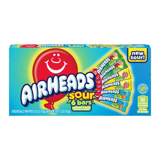Airheads Sour Theatre Box 3.3oz (93.6g) USA Sour Candy Chew Bars