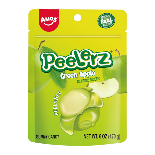 Amos Gummy Peelerz Green Apple 6oz (170g) USA Peelable Candy Snack Large American Sweet Bags