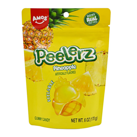 Amos Gummy Peelerz Pineapple 6oz (170g) USA Peelable Candy Snack Large American Sweet Bags