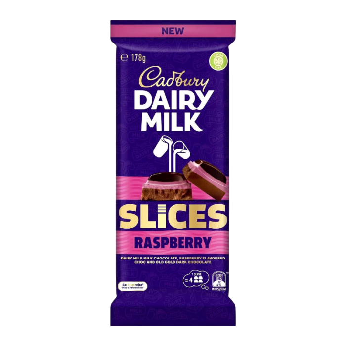 Cadbury Dairy Milk Slices Raspberry (178g), Australian Milk Chocolate - Frosty Sweet Factory